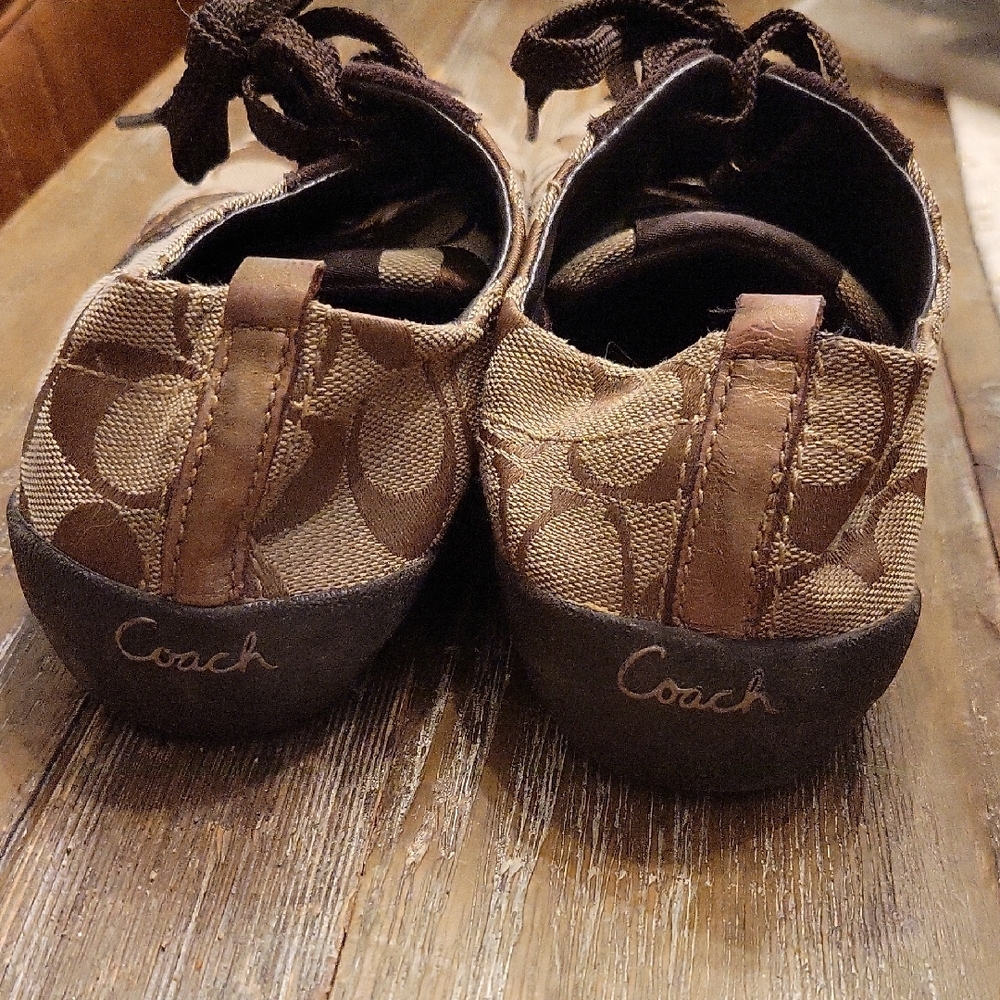 Coach Brown Signature Canvas Lace-Up Sneakers - Picture 5 of 7